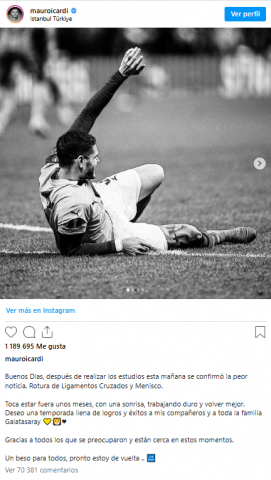 Declaraciones de Icardi tras su lesión